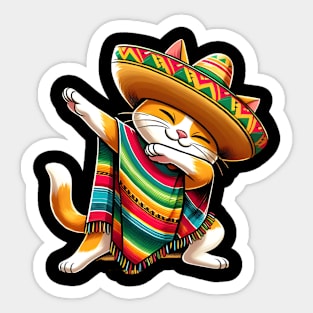 Cinco De Mayo Funny Mexican Cat Sombrero Poncho Sticker